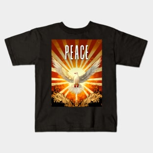 PEACE: Peaceful and Sustainable Coexistence on a Dark Background Kids T-Shirt